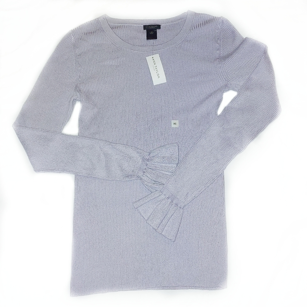 Ann Taylor Factory purple ribbed sweater